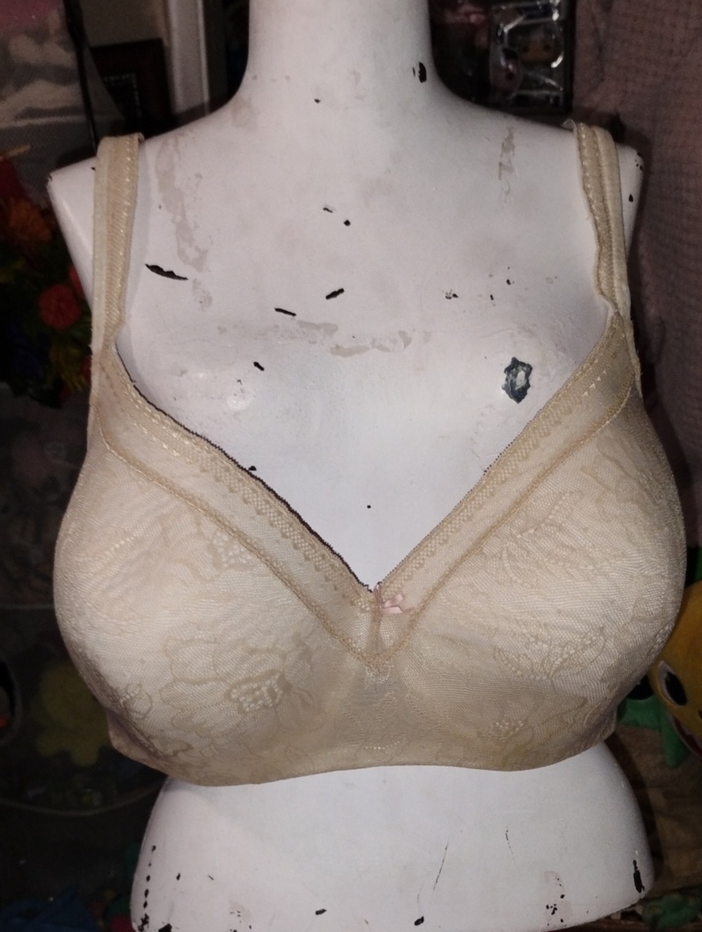 Cacique Ivory Lace Underwire Bra with Center Bow